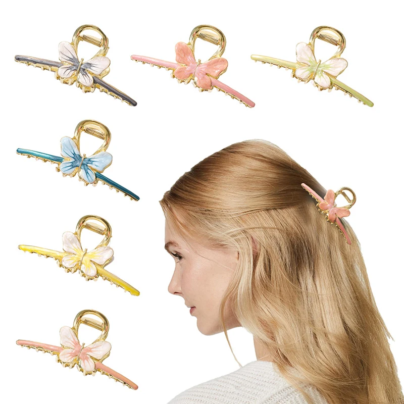 

Metal Large Hair Claws Oil Drop Butterfly Crab Clip Hair Clips Geometric Barrette Alloy Shark Clip Barrettes Hair Accessories