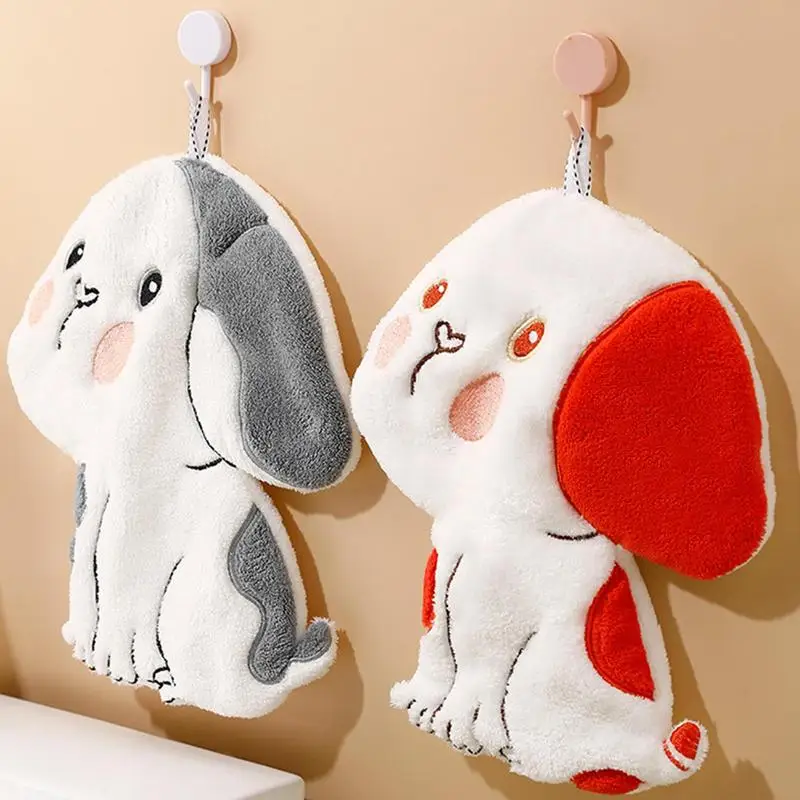 

New Designed Chic Bathing Towel Cute Cartoon Absorbent Hand Towel Non-shedding Hanging Dog Wipe Towel Soft Kids Hand Towels