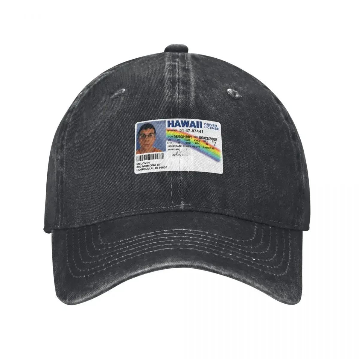 Фото Бейсболка Mclovin Fake ID, праздничная шляпа, шляпа для альпинизма, мужская роскошная шляпа, женские шляпы, мужские головные уборы №1