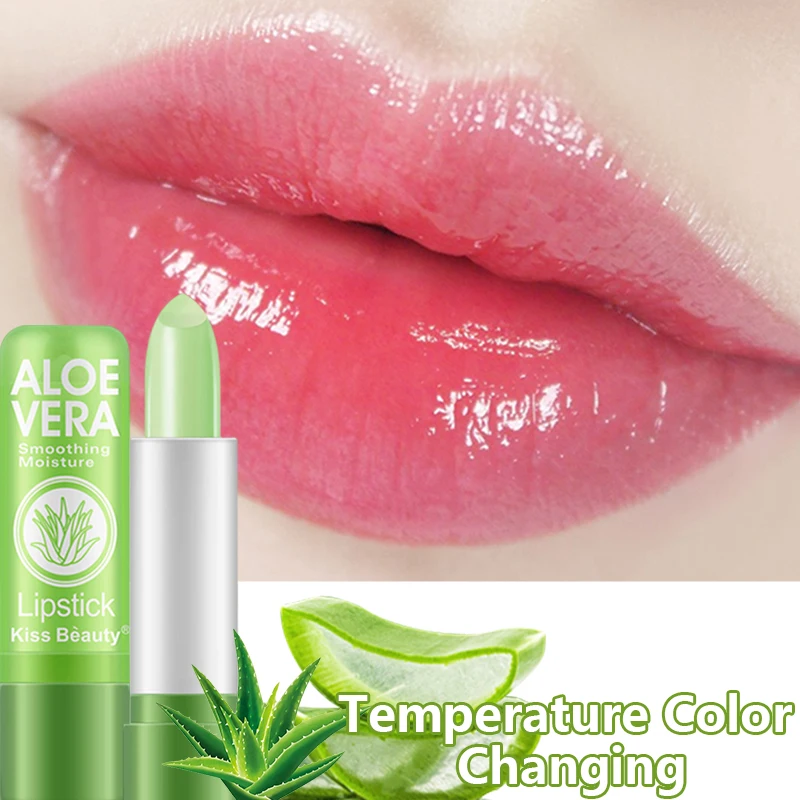

Moisturizing Aloe Vera Lipstick Temperature Color Changing Lip Balm Lasting Nourishing Lip Care Anti-drying Exfoliating Lipstick