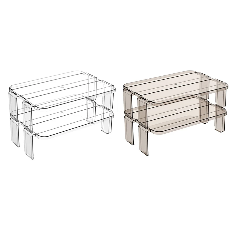 

4PCS Stackable Fridge Organizers Layered Shelf Storage Rack For Freezer Kitchen Countertops Pantry Storage Stand