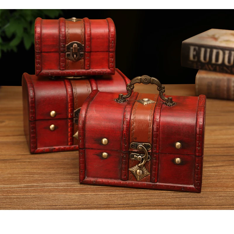 

European Vintage Style Wooden Jewelry Box, Wooden Jewellery Toy Storage Holder Organizer Container Home Decor Birthday Parties