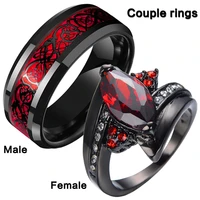 new marquise ruby female ring stainless steel dragon pattern male ring couple fashion diamond personality temperament ring