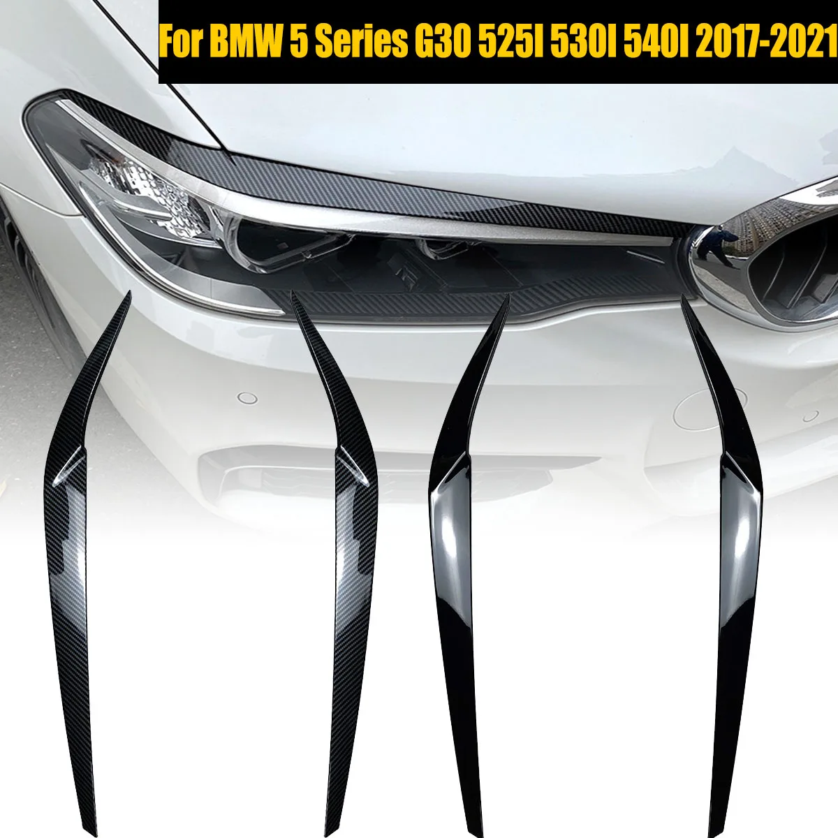 

For BMW 5 Series G30 G31 G38 F90 M5 525I 530I 540I 2017-2021 Front Headlight Eyelid Eyebrow Trim Cover Stickers Car Accessories