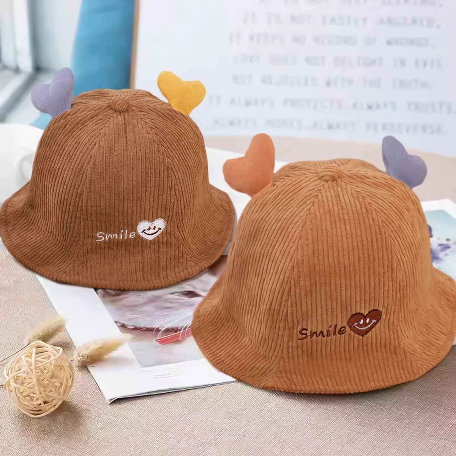 Детская Шляпа От Солнца В Рыбацком Стиле С Сердечком Смайлик Бархатный Материал