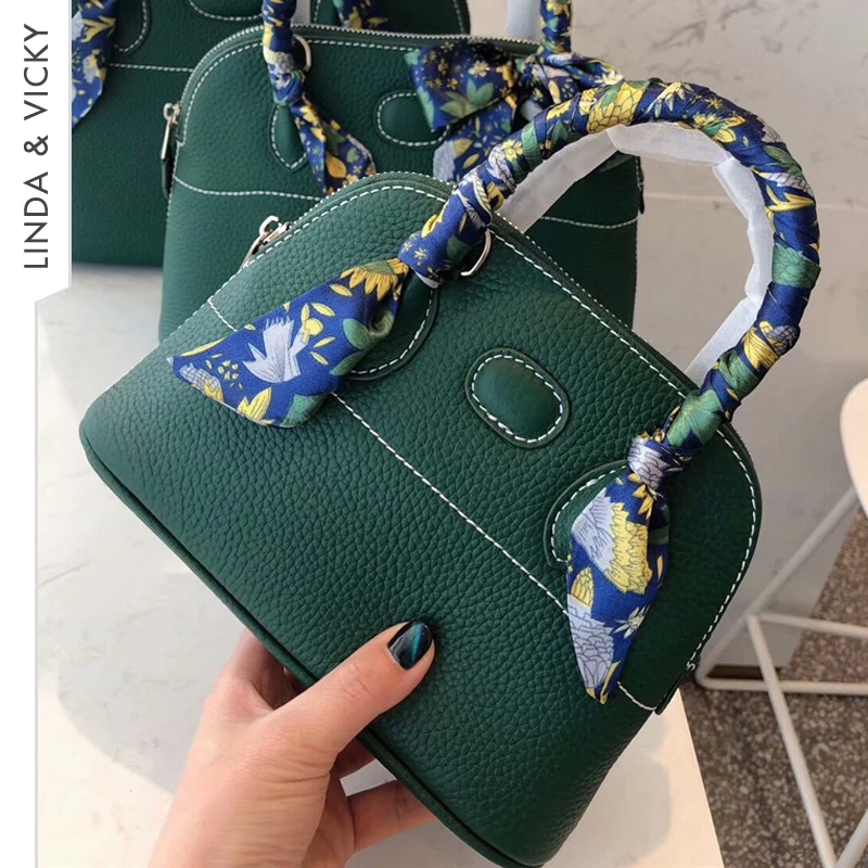Luxury Designer Bowling Women's Handbag 100% Genuine Leather Classic Shell Bag 2022 Fashion High Quality Crossbody Shoulder Bags