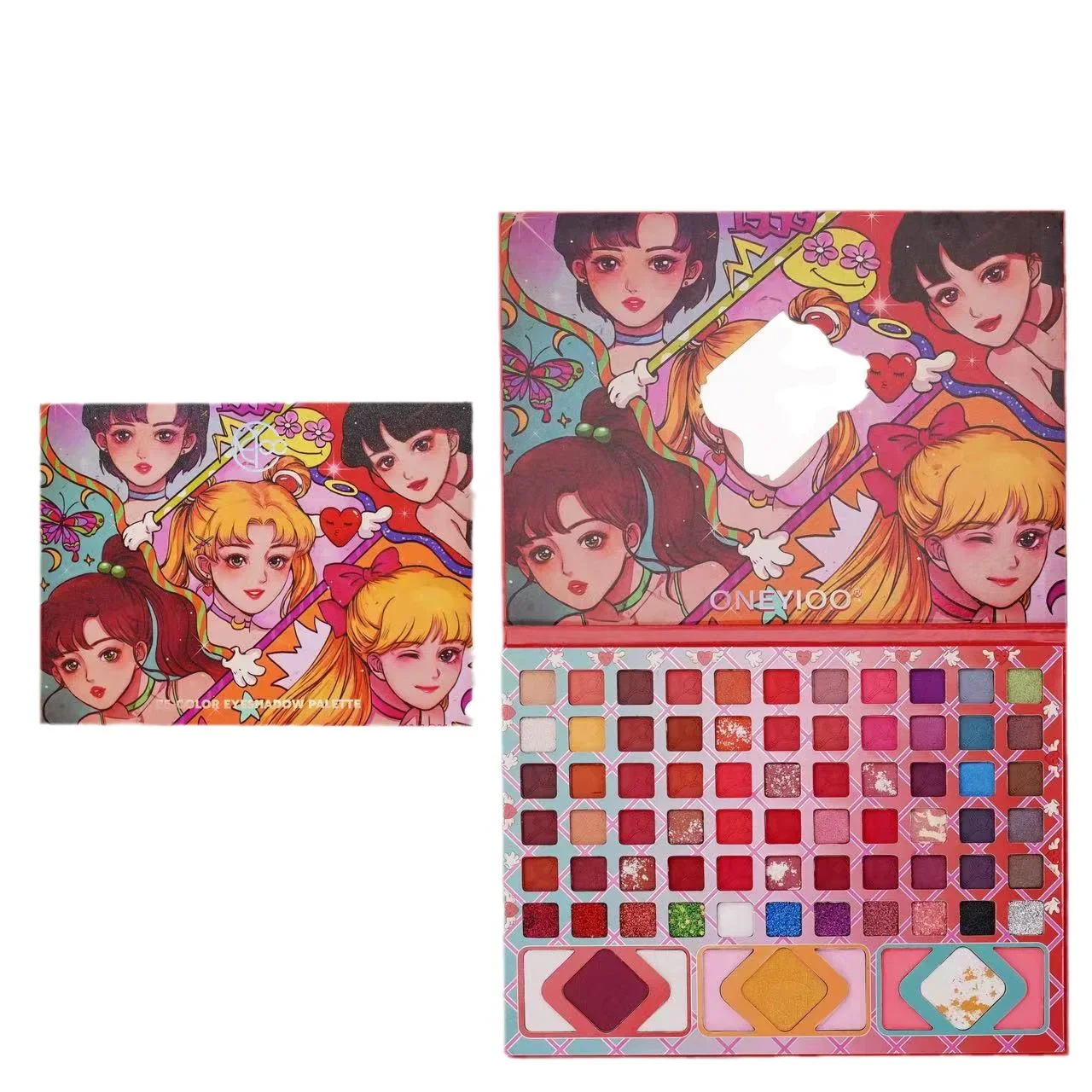 Бутик 75 цветов Большая пластина Тени для век матовые Мерцающие Румяна