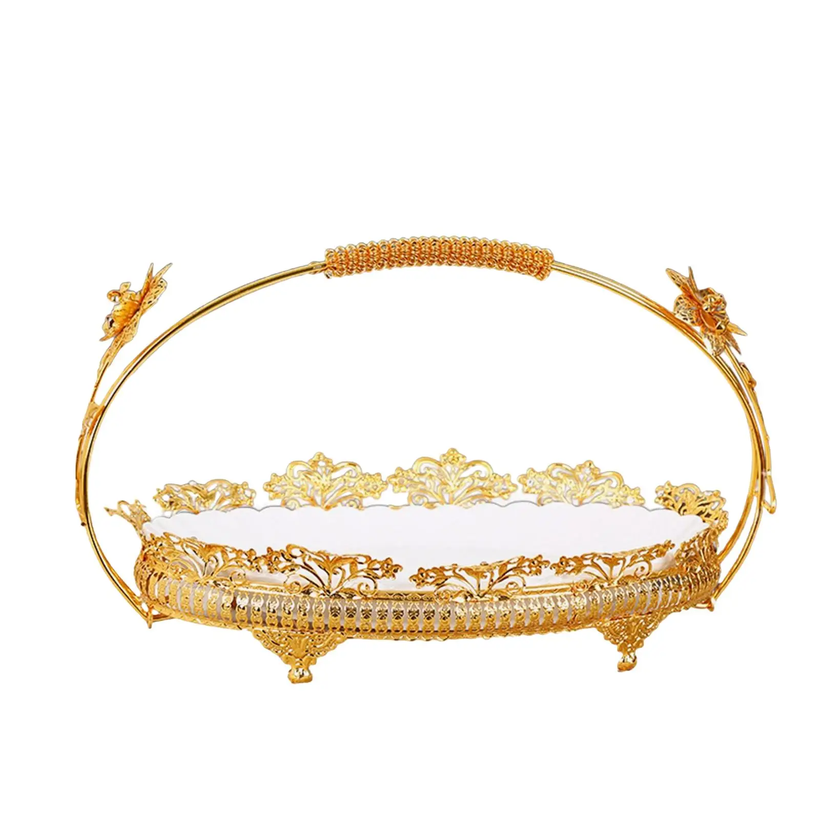 

Metal Fruit Storage Basket Dessert Candy Plate Serving Tray Platter Luxurious for Dining Room Parties Weddings restaurant