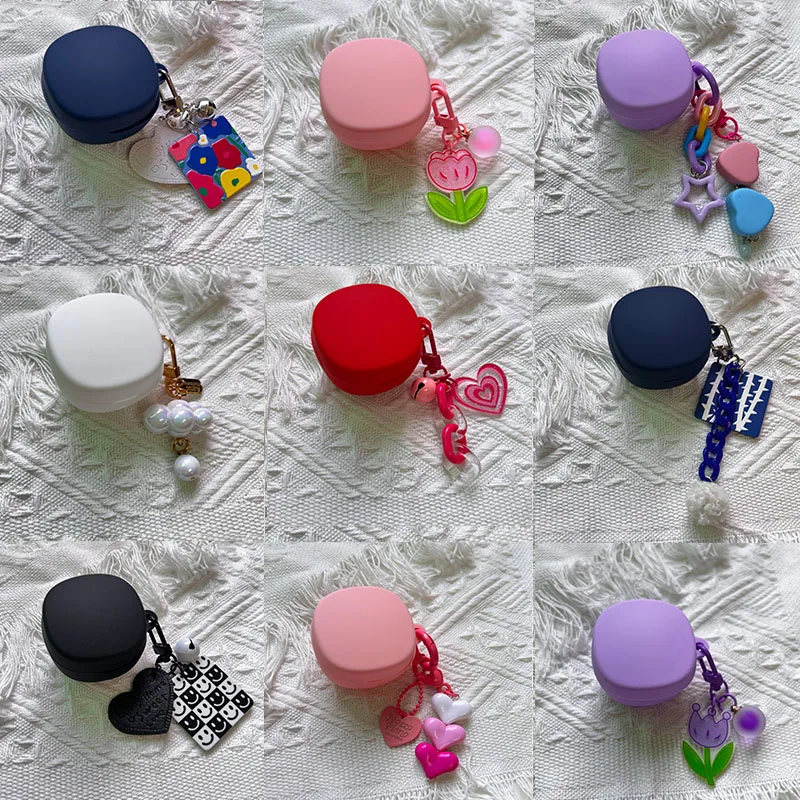 

Cute Case For Samsung Galaxy Buds 2 / 2 Pro Flower Case with Keychain Soft Silicone Cover for Samsung Buds Live Buds2