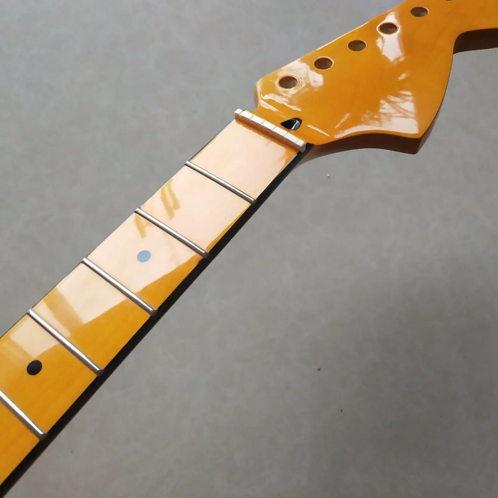 Maple Yellow Guitar Neck 22fret 25.5inch Maple Fretboard Dot Inlay Big head part enlarge