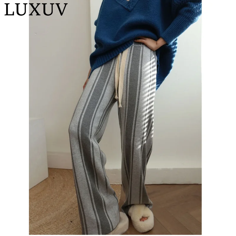 

LUXUV Harajuku Plaid Pants Women Fashion Soft Design Aesthetic Wide Leg Trousers Female Korean Style High Waist Checkered Pajama