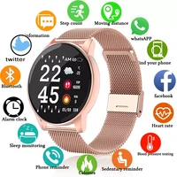 2021 smart watch men blood pressure heart rate fitness tracker bracelet women watch round smartwatch for android ios smart clock