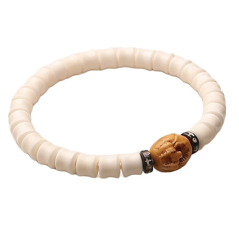 Фото Браслет Genfu Antler Bamboo Joint с резными бусинами удачи, неформальный буддийский браслет для мужчин и женщин, однорядный буддийский браслет. №5