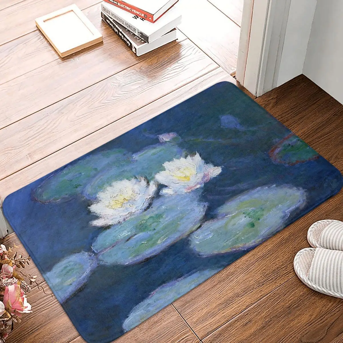 

Impressionism Art Bathroom Mat Two Water Lilies Monet Fine Doormat Living Room Carpet Balcony Rug Home Decor