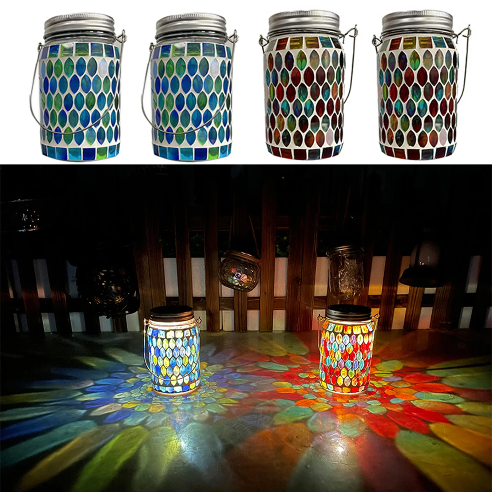 

Solar Garden Light Solar Light Outdoors Lantern Solar Charging Colorful Decorating Solar Mosaic Lantern Lamp Garden Decoration