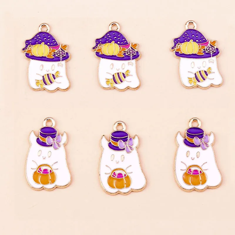 

10 шт. 2022 искусственная эмаль Хэллоуин милые конфеты Тыква призрак Подвески ручной работы DIY Ювелирные изделия принадлежности