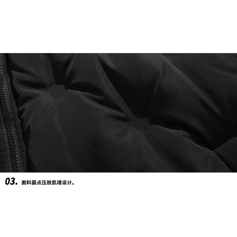 Streetwear Men New Black Stand Collar Keep Warm Down Jacket Plush and Thicken Cotton Clothes Versatile Outerwear Winter Female