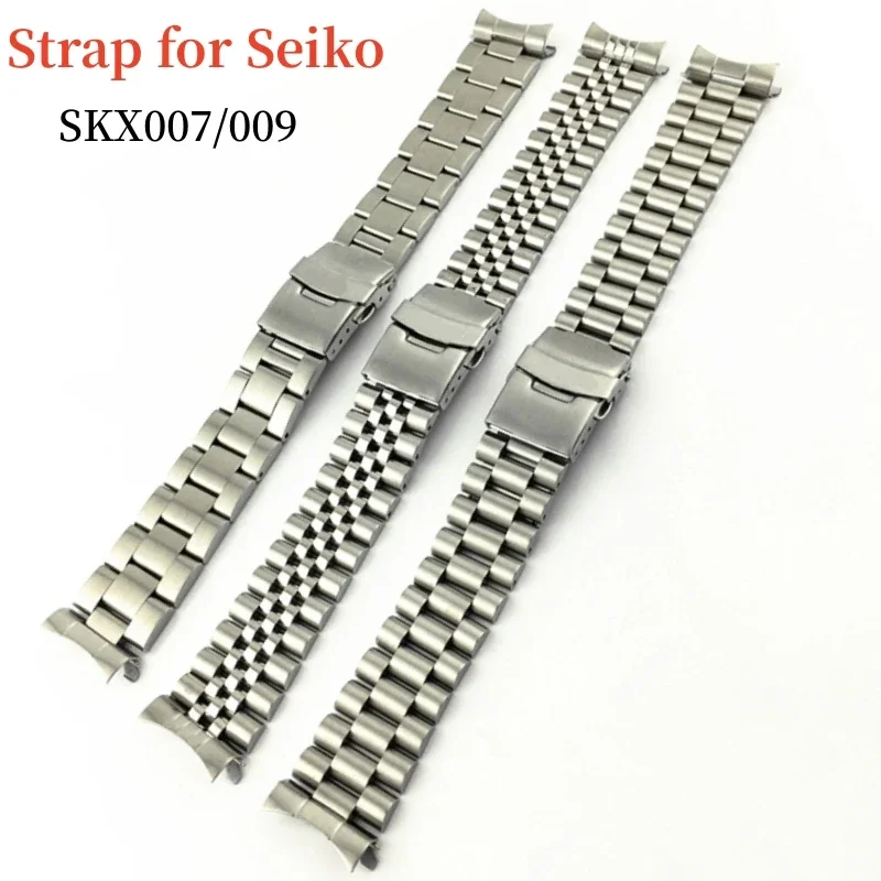 

18/19/20/21/22/23/24mm 316L Stainless Steel Watch Band for Seiko SKX007 SKX009 Men Watch Accessories Solid Bracelet Curved Strap