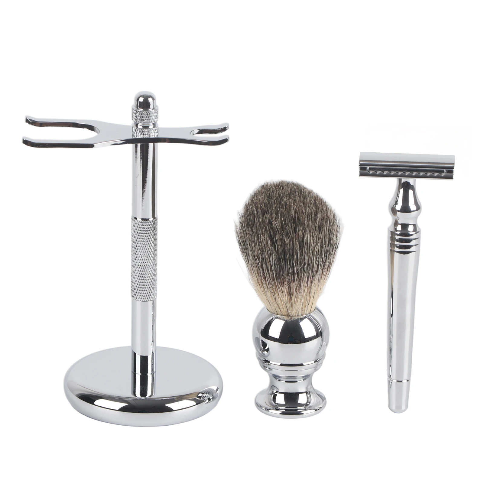 

3pcs Professional Manual Shaver Razor Shaving Brush Alloy Holder Beard Shaving Kit