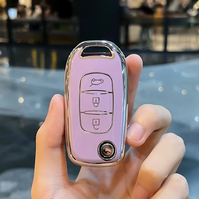 Чехол-брелок с 3 кнопками для Renault Duster Megane Sandero Kangdoo Captur TPU автомобильный чехол