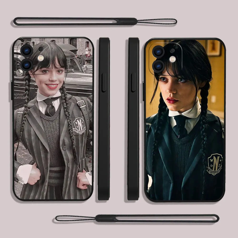 

Wednesday Addams Phone Case For Samsung A53 A50 A12 A52 A52S A51 A72 A71 A73 A81 A91 A32 A22 A20 A30 A21S 4G 5G with Hand Strap