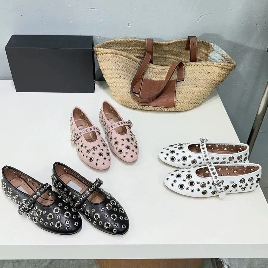 Балетки женские с открытым носком Роскошные туфли на плоской подошве