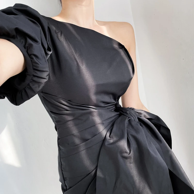 Элегантное Асимметричное мини-платье женское зеленое сексуальное черное