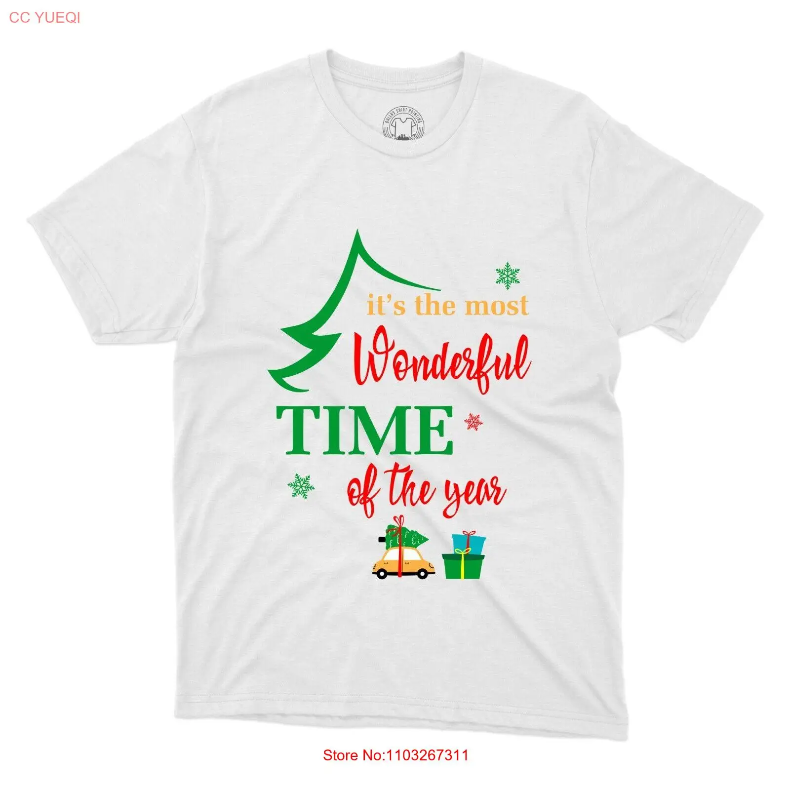 Рубашка с надписью Wonderful Time Of The Year Merry Christmas футболка унисекс круглым вырезом и