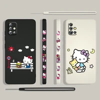 anime cute hellokitty for samsung galaxy a73 a53 a33 a52 a32 a22 a71 a51 a21s a03s a50 4g 5g liquid left rope phone case cover