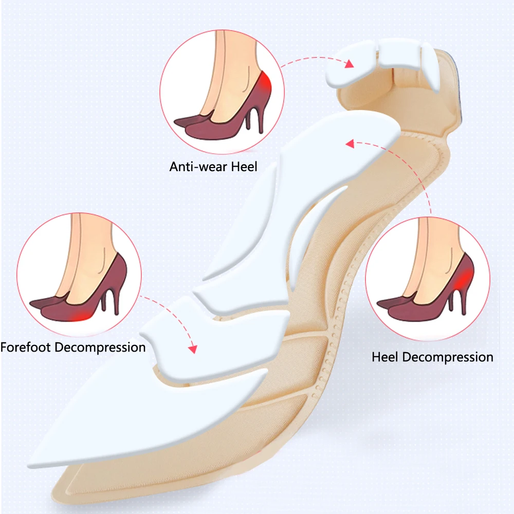 Memory Foam Insoles for Women High Heels Shoes Inserts Foot Arch Support Insole Sweat Absorption Breathable Massage Shoe Cushion