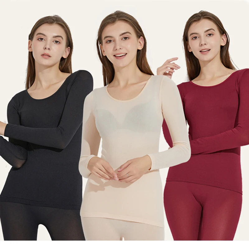New Thermal Underwear Warm Winter High Elasticity Seamless Antibacterial Intimates Sexy Ladies Clothes Long Women Shaped Sets