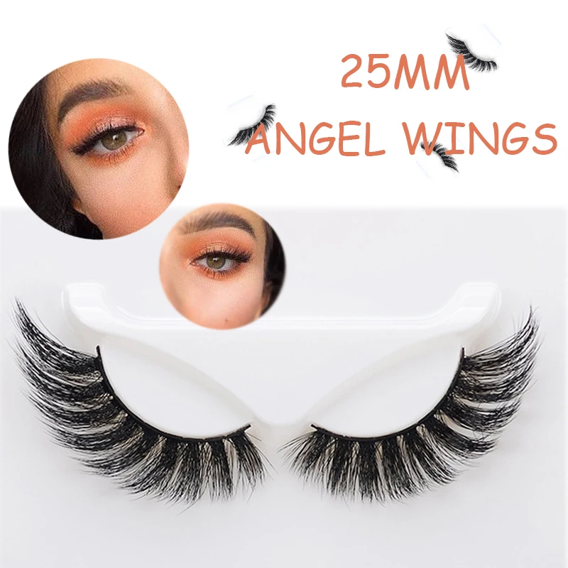 

25MM Thick Angel Wings False Eyelashes Handmade Eye End Elongated Fluffy FAKE Mink Lashes For Eyelash Extensions Wholesale