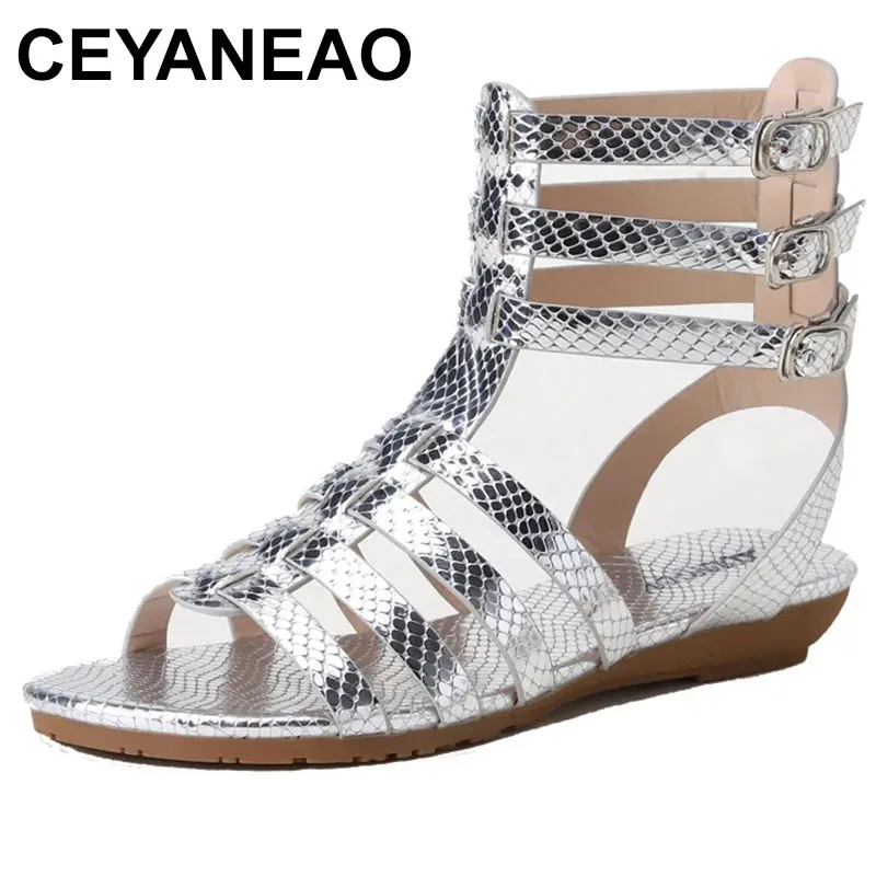 

Сандалии-гладиаторы женские на плоской подошве, удобные босоножки с рыбьим узором, модная летняя обувь, 2023