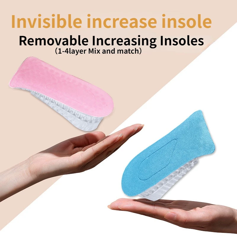 

Стельки Невидимые для увеличения роста для женщин и мужчин, половинные стельки 3-уровневые подъемные стельки для обуви, подъемные вставки
