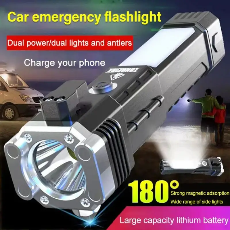

Multifunctional Light Escape Outdoor Hammer Repair Safety Work Bright Emergency Flashlight Auto Treasure Window Broken Charging