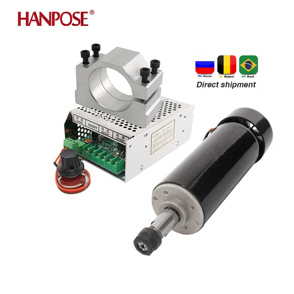 Фото HANPOSE 0,5 кВт MAX12000REV шпиндель воздушного охлаждения двигатель постоянного тока + мощность + цанга с ЧПУ 500 Вт для оборудования для мониторов 3D-принтеров №5