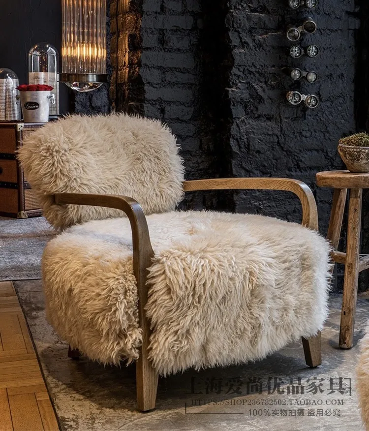 

Скандинавский стул для отдыха из массива дерева и шерсти современный простой дизайн для дома в маленькой квартире ленивый одноместный диван стул