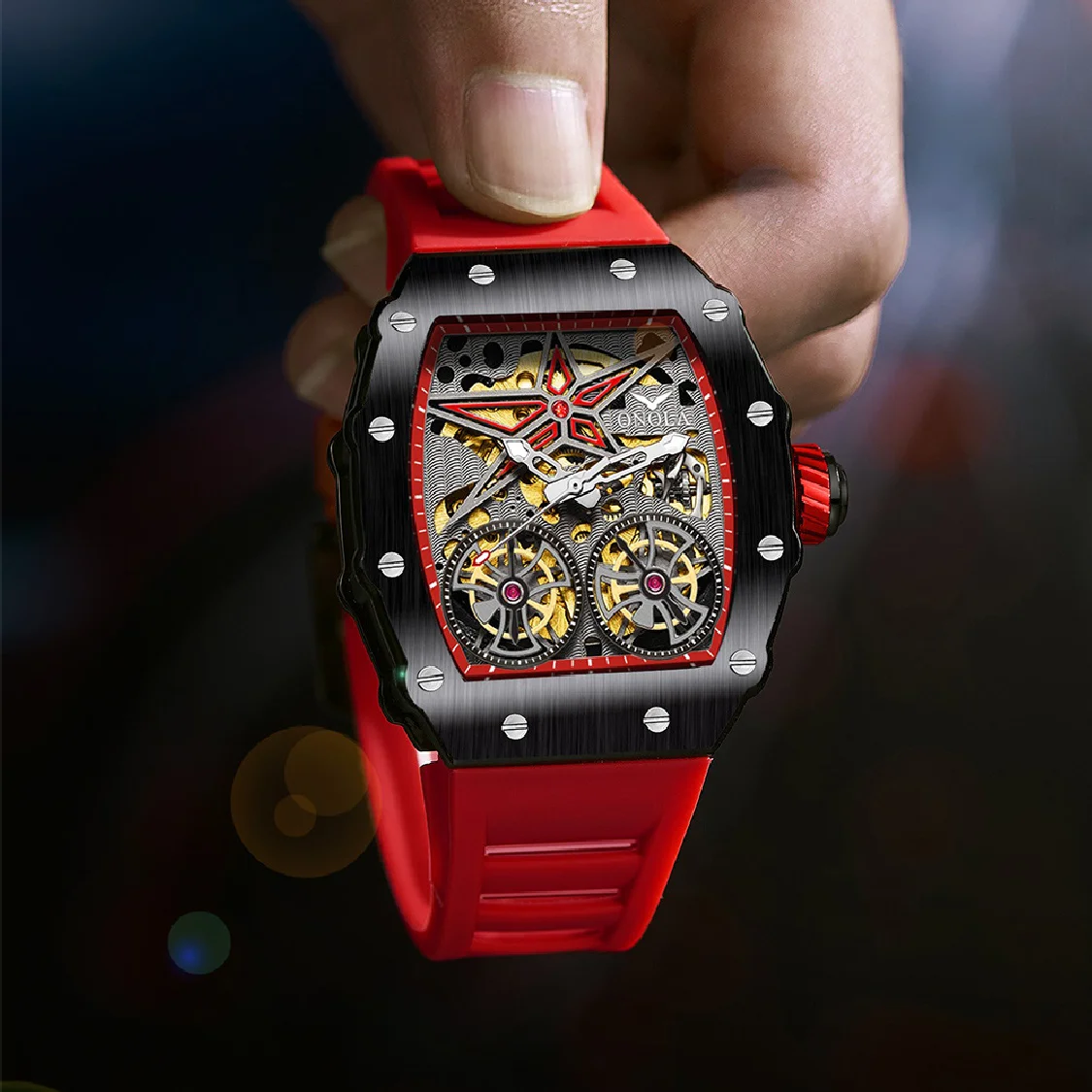 

New Full Automatic Mechanical Men Watch ONOLA Brand Fashion Hollow Luxury Watches Men Waterproof Clock