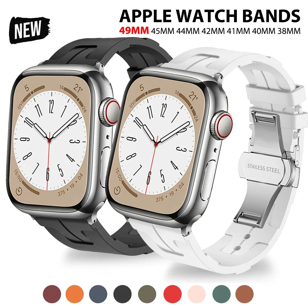 

Ремешок из мягкого силикона для Apple Watch Series 9/8/7/6/5/4/SE, браслет для Iwatch Ultra 2 49 мм, 45 мм 44 мм 42 мм 40 мм 41 мм