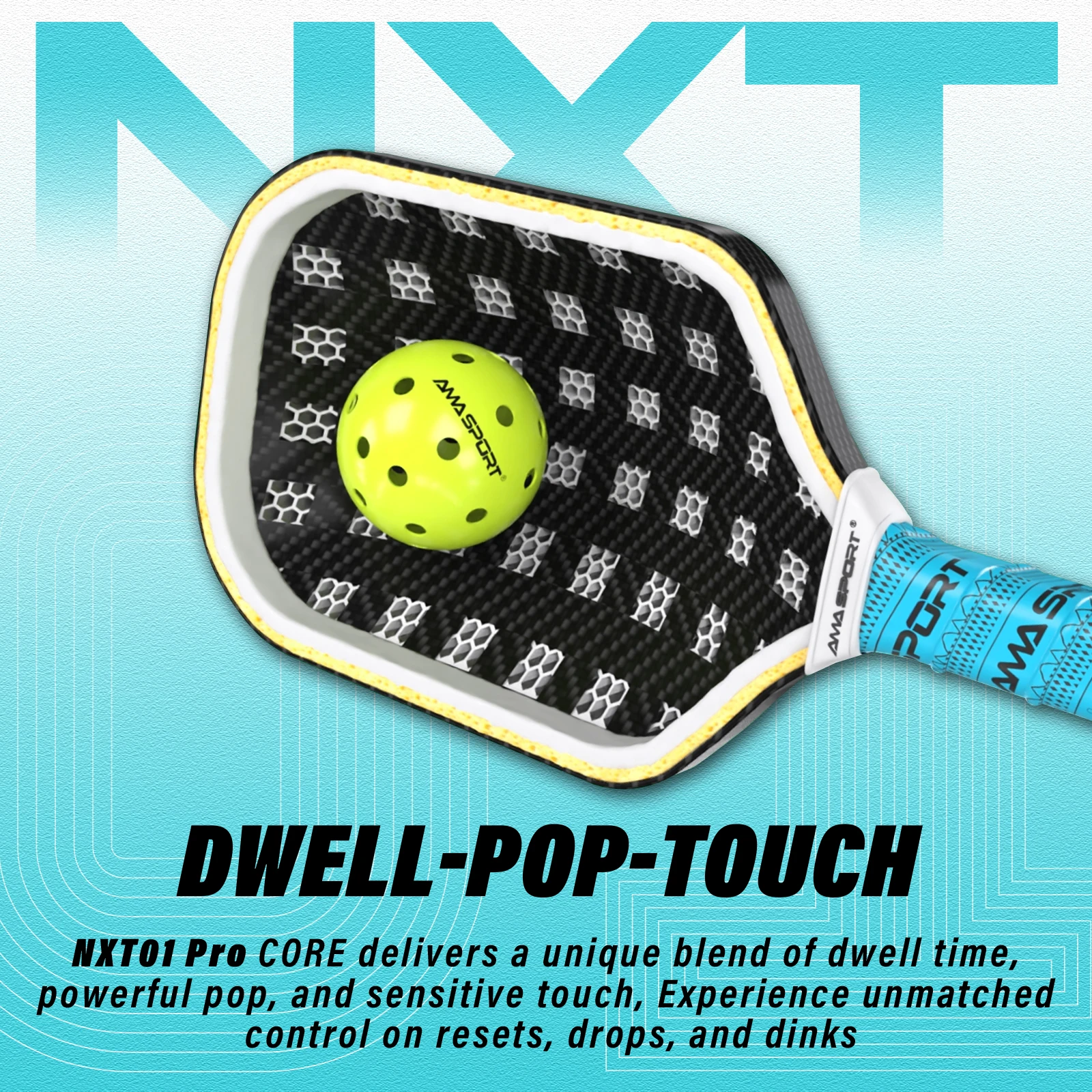 NXT01 Pro Pickleball Paddle с технологией заряженной поверхности углеродное волокно 18 карат