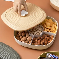 square plastic fruit plate nut dried storage box container candy storage box fruit tray with lid for home compartment tray