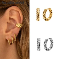 scalloped european minimalist twist stud earrings 2022 hot brand design gold plated copper women statement jewelry wholesale