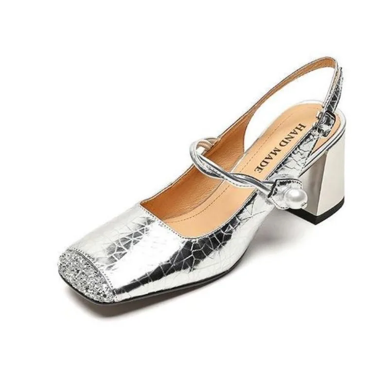 Женские туфли-лодочки на высоком каблуке с квадратным носком