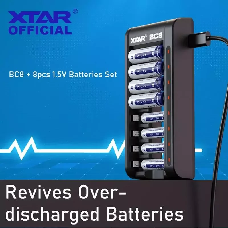 

NEW BC8 Battery Charger Set 1.5V AA 3300mWh Batteries AAA 1200mWh Rechargeable Li-ion Battery