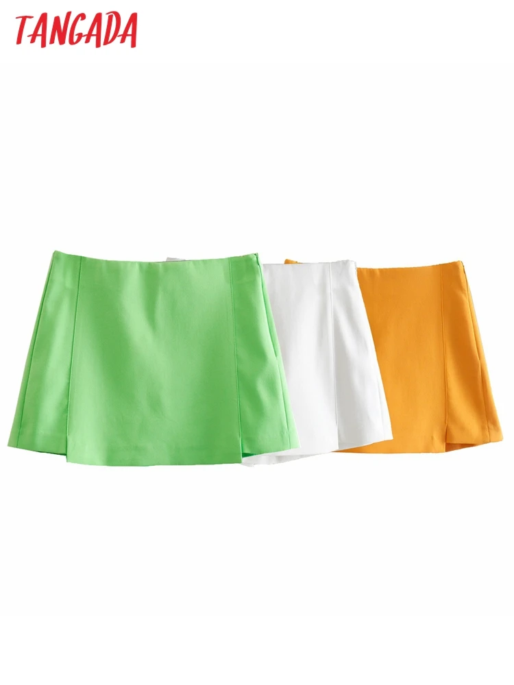 

Tangada 2022 new women elegant candy color skirt shorts side zipper pockets OL shorts pantalones QD89