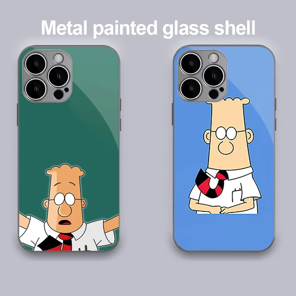 Мультяшный D-Dilbert чехол для телефона iPhone 11 12 13 14 Mini Plus Pro Max металлический