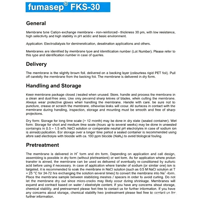 Фото Катионно-обменная мембрана Fumasep FKS-30 FKS-50 с низким сопротивлением, непрочная мембрана. №5
