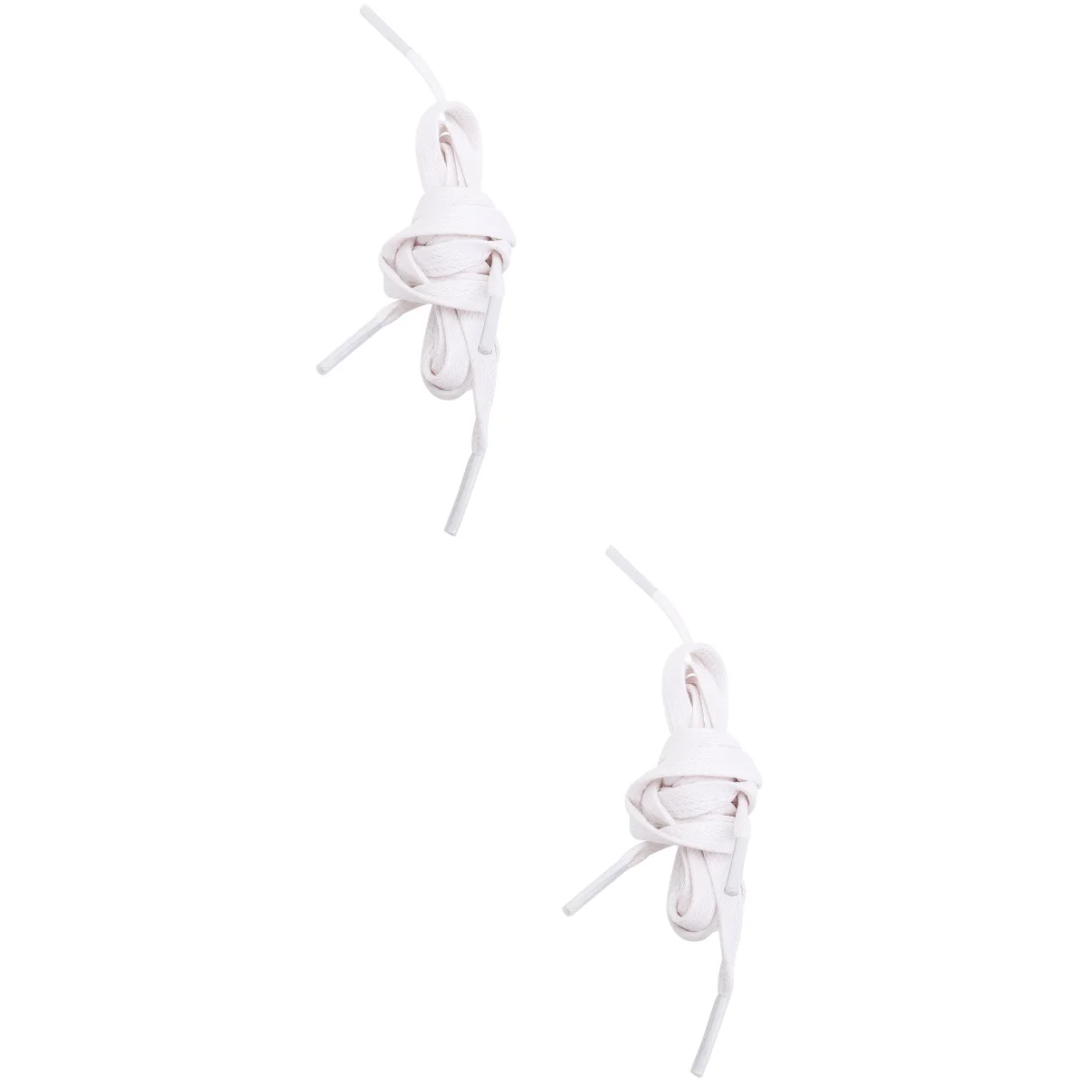 2 Pairs Flat Waxed Shoelaces Casual Tie Cotton White Athletic Sports Shoes Sneakers