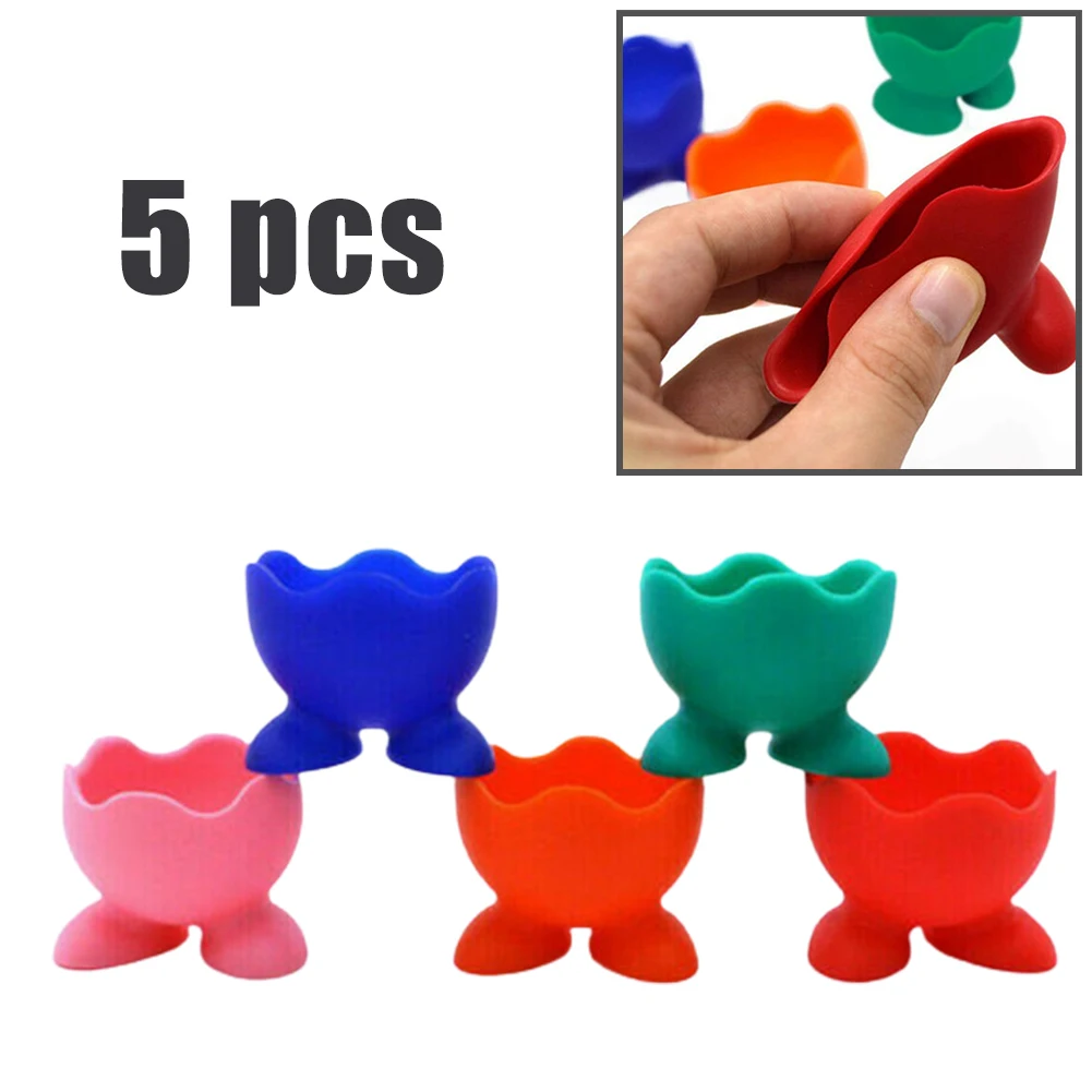 

5pcs Egg Cup Holder Set Boiled Egg Kitchen Silicone Egg Cup Dry Egg Storage Rack Kitchen Cooking Small Tools Creative Parts