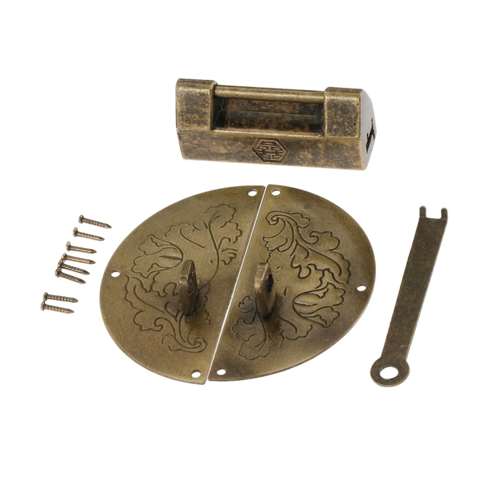 

2 шт./1 компл. Замок + защелка замок античная бронза старый китайский стиль коробка с пряжкой винтажный замок для шкафа ювелирные изделия деревянная искусственная ретро